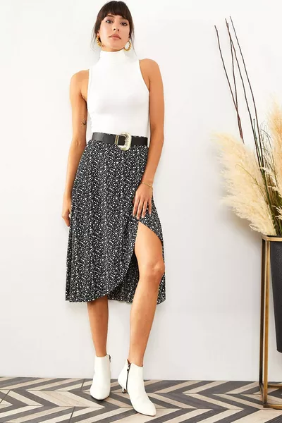 Kadın Siyah Anvelop Etek 