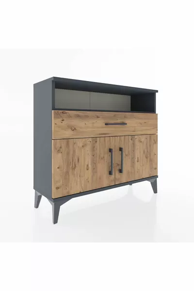 Аргес скрин с 2 рафта, 1 чекмедже и 2 врати, антрацит-бор