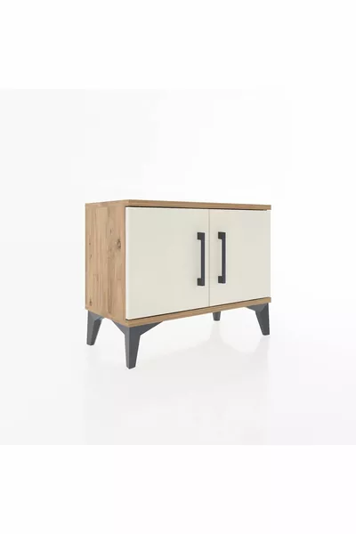 أرجيس كومودين رف واحد مع بابين خشب الصنوبر-المرمر