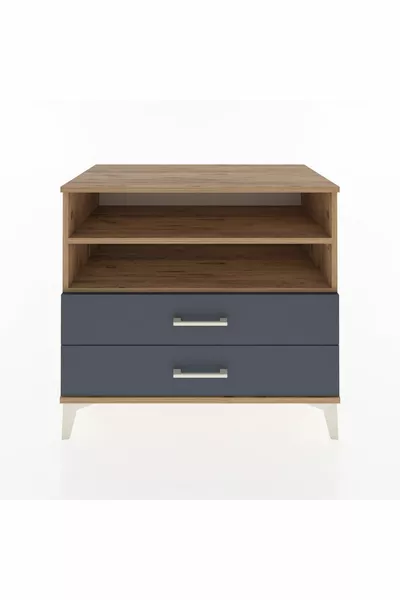 خزانة هايبرينون بدرجين ورفين من خشب الصنوبر - أنثراسايت