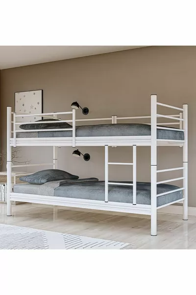 سرير مزدوج قابل للفصل بمستوى GM باللون الأبيض