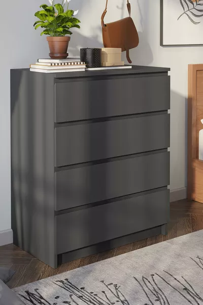 Derinkuyu 4-Drawer Dresser Bedroom Baby Room Youth Room Anthracite