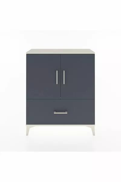 خزانة أرجيس مع رفين، ودُرج واحد، وغطائين، لون حجر القمر - أنثراسيت