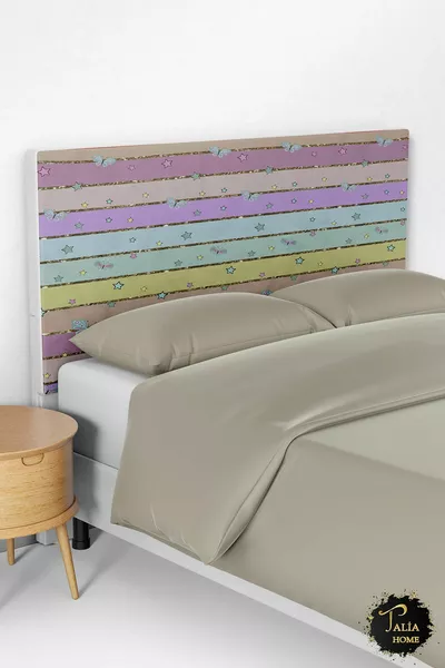 Colorful Striped Patterned Bed Base Headboard Cover