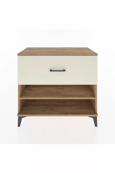 خزانة هايبريون بدرج واحد ورف واحد من خشب الصنوبر وحجر الصوان