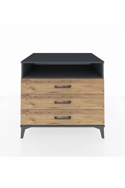 خزانة كرونوس بدرج واحد وثلاثة أدراج أنترسيت-صنوبر