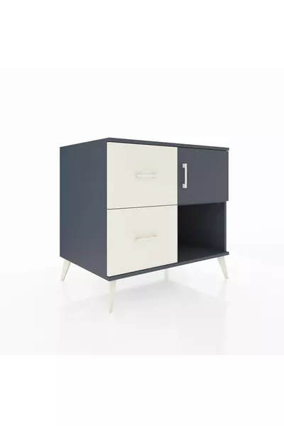 خزانة كرونوس رف واحد ودرجين مع باب واحد أنثراسيت-أنثراسيت/حجر رملي