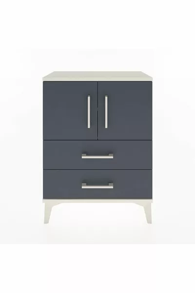 Armadio Arges con 2 Ripiani, 2 Cassetti e 2 Ante, Pietra di Luna-Antracite