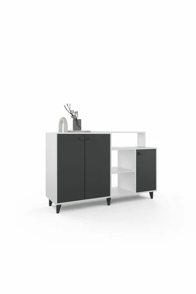 Siena Dressoir / Console - Antraciet / Wit - 4 Deuren