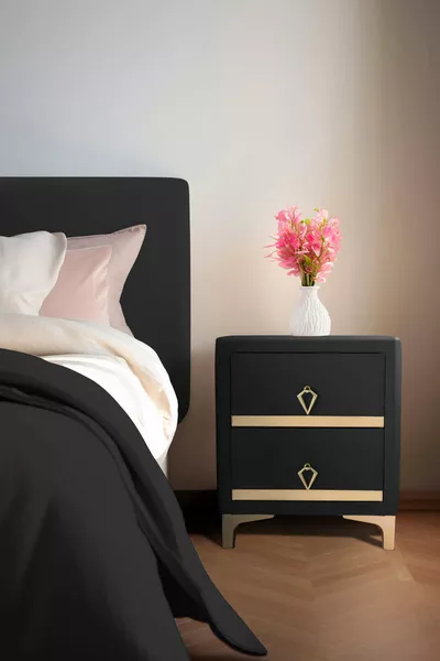 خزانة جانبية دوبيا لاين جولد، ذات درجين