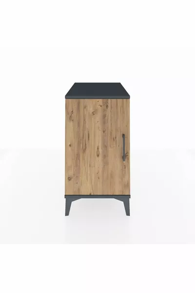 خزانة جانبية كرونوس بطابقين و باب واحد أنثراسيت-صنوبر