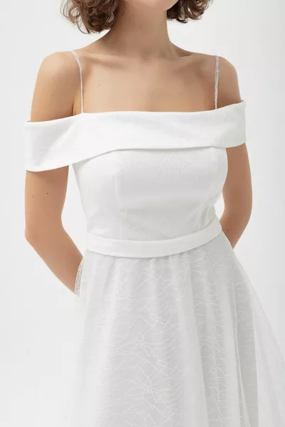 Robe de soirée longue blanche à paillettes à col bateau pour femme