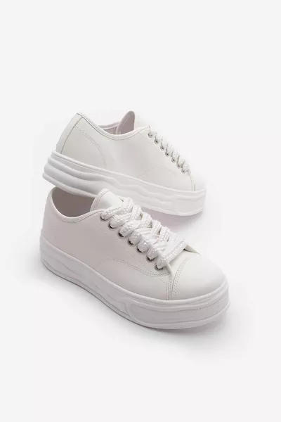 Sneaker femme à motif semelle épaisse Sneakers encapsulées Timas Blanc