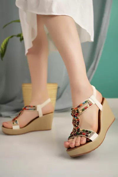  3 белые камни анатомические женские сандалии