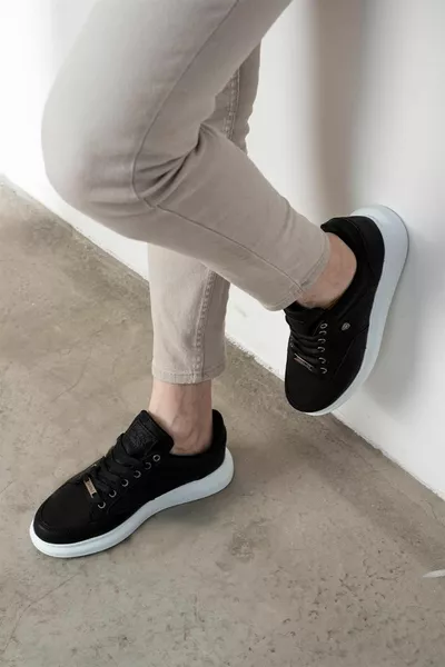  Noir Couleur Semelle Blanche Chaussures Décontractées Pour Hommes