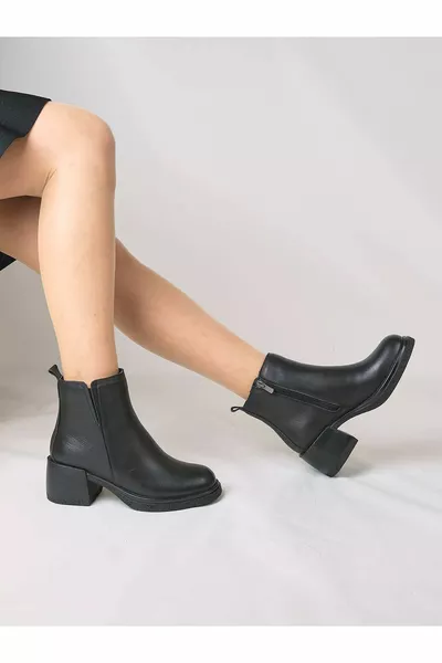 Genuine Leather Heel Women's Boots 