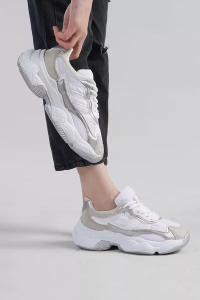 Women's White Grey Sneakers 