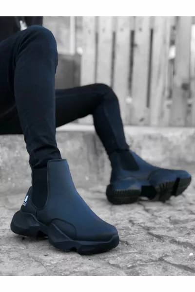 Noir Noir Style Semelle Bottes Chelsea Homme 