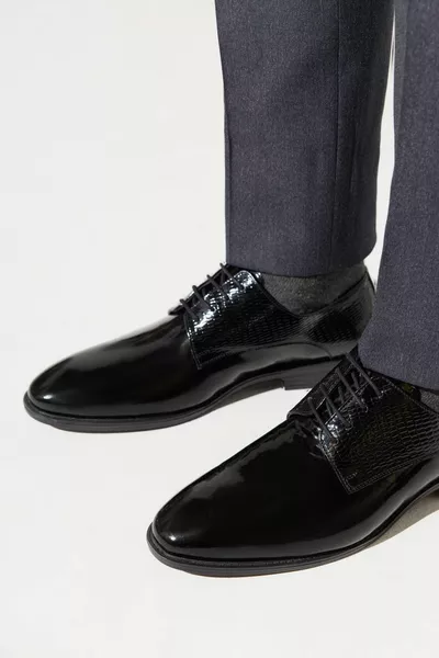 Мъжки черни класически лачени обувки от % кожа