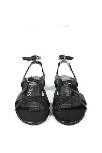 Women's Black Leather Sandals
