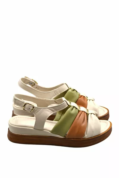 Dames Comfort leren sandalen beige Y