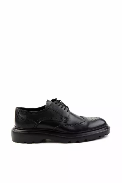 Schwarze antike Echtleder Herren Classic Schuhe 