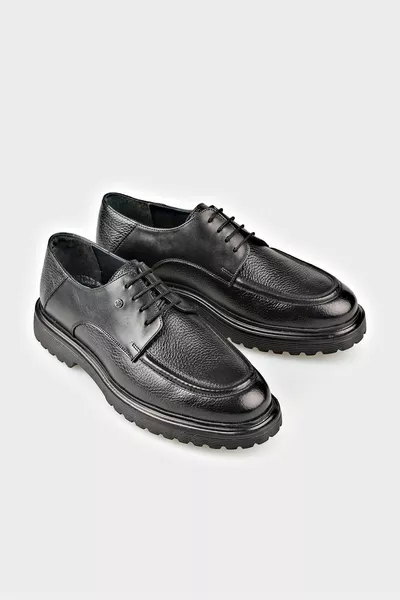 Black Leather Men's Casual Shoes