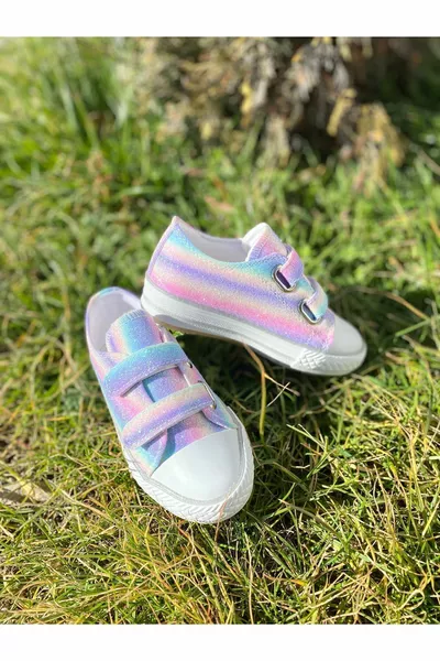 أحذية رياضية مضاءة للفتيات ، أحذية رياضية فيلكرو للأطفال ، ( غير مضيئة) (نمط عريض)