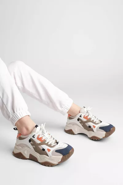 نسائي عالية النعل حذاء رياضي الدانتيل المتابعة مسحوق إديسا