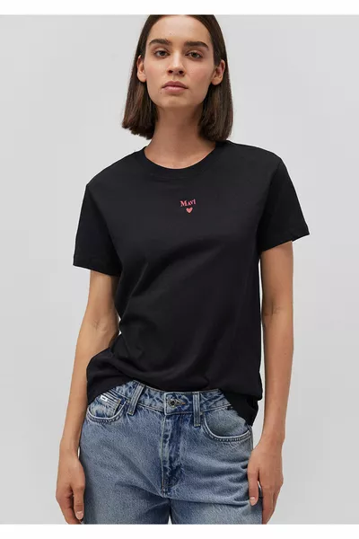 Logo Bedruckt Schwarzes T-Shirt Regular Fit / Regular Cut 