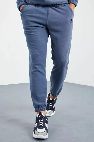 Set tuta da uomo in pile con gamba in gomma con colletto a mezza cerniera Petrol - 