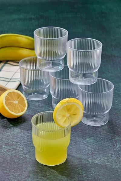 Tokyo 6 Pieces  ml Mica Stylish Design Glass Soft Drink Presentation Water Cup -Glass Is Not the Most