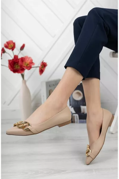 Elona Chain Gedetailleerde Huid Huid Ballerina's