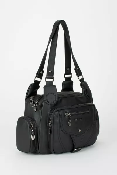 Samilo Женская черная кожаная сумка на плечо и руку с несколькими 