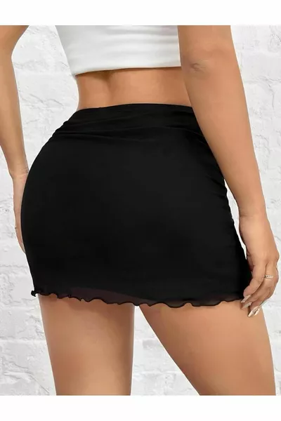 تنورة شبكية محبوكة سوداء