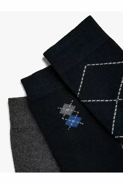 Men's Seasonal Cotton Socket Socks Mixed Color And Pattern 8 Pairs