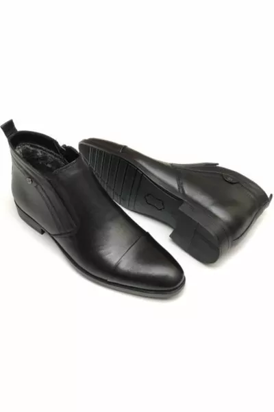 جلد طبيعي أسود أحذية كلاسيكية للرجال