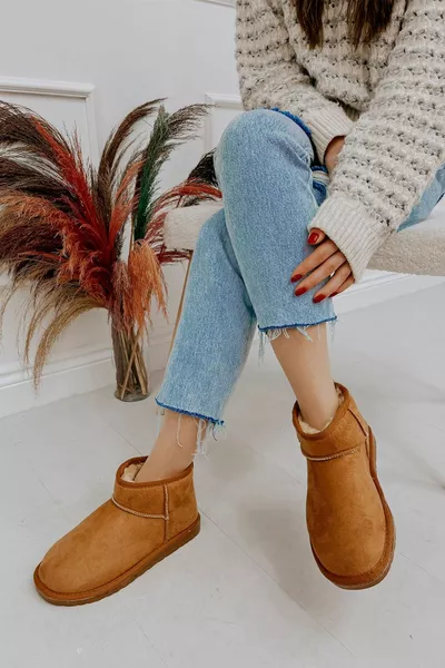 نسائي تان براون الترا ميني سويدي نصف الأحذية الريش الشتاء شقة وحيد Ug نموذج الأحذية