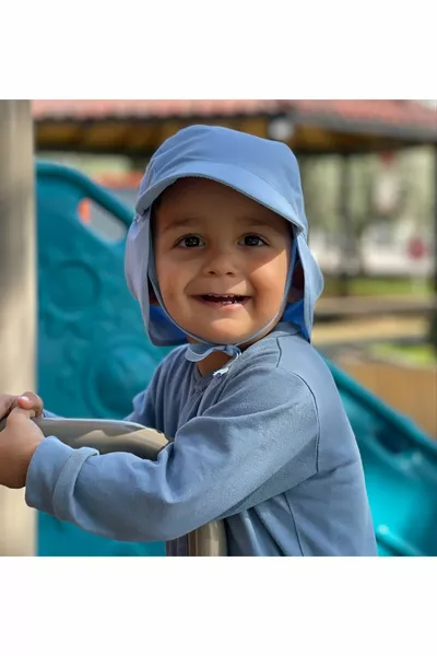 Синий легионер с клапаном, защита шеи, галстук, эластичная регулировочная пряжка, детская детская шапка от солнца