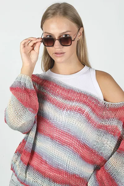 Brown Rectangular Unisex Sunglasses e