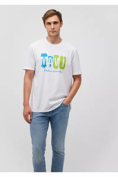 Logo Bedruckt Weißes T-Shirt Regular Fit / Normaler Schnitt 