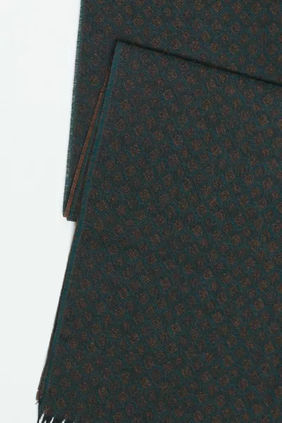 Мужской зеленый коричневый шарф с рисунком