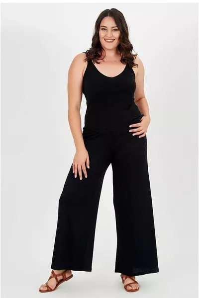 Pantalon en coton peigné noir pour femme