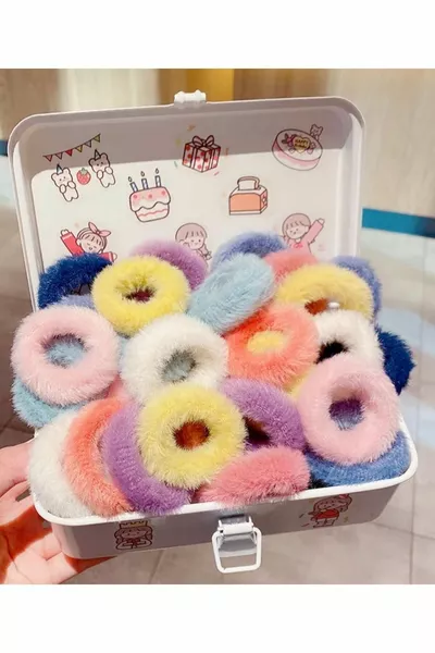 Ensemble de 6 boucles en peluche pour femmes aux tons pastel