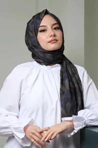 Scialle di cotone viola con motivo ondulato