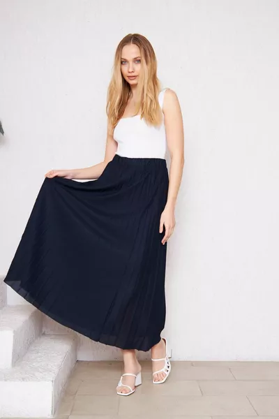 Plain Long Lined Pleated Skirt, Pleated Skirt, Summer Skirt, Crepe Skirt, Hijab Skirt, Long Skirt
