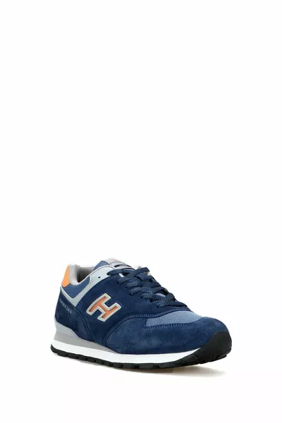 Чили Мъжки маратонки от естествена кожа Тъмно индиго-оранжево