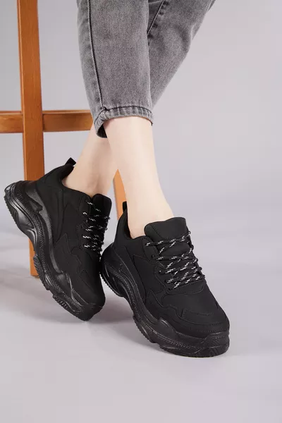 Baskets en daim noir pour femme Bls-q