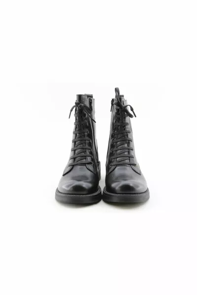 Женские черные из натуральной кожи и почтовые сапоги ручной работы