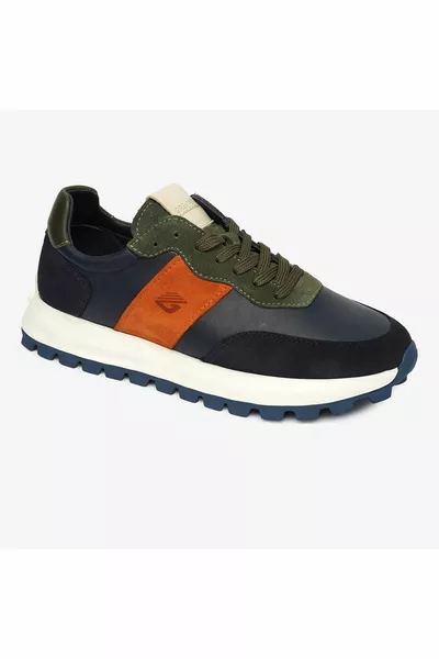 Herren Light Navy Blau Fliesen Echtleder Turnschuhe 